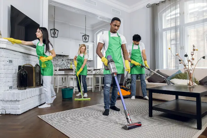 Equipo de Fuerte Cleaning en un servicio de limpieza del hogar en Fuerteventura